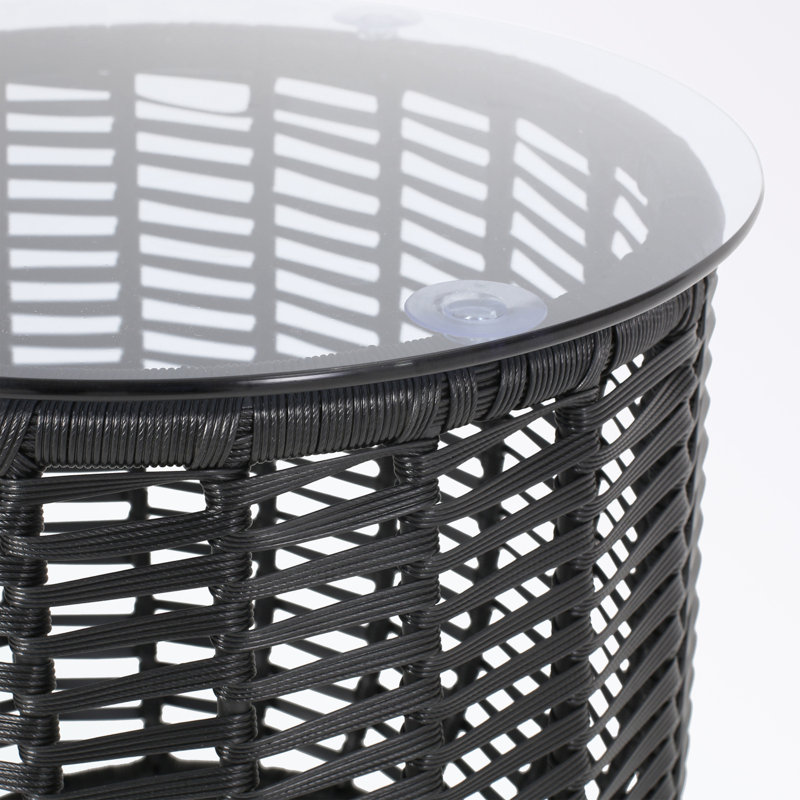 Round shape Patio Tables with glass table top and sturdy base, Black