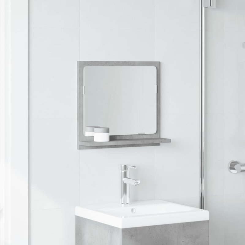 Dorlene Mirror with Shelves, 37cm x 40cm, Concrete Grey