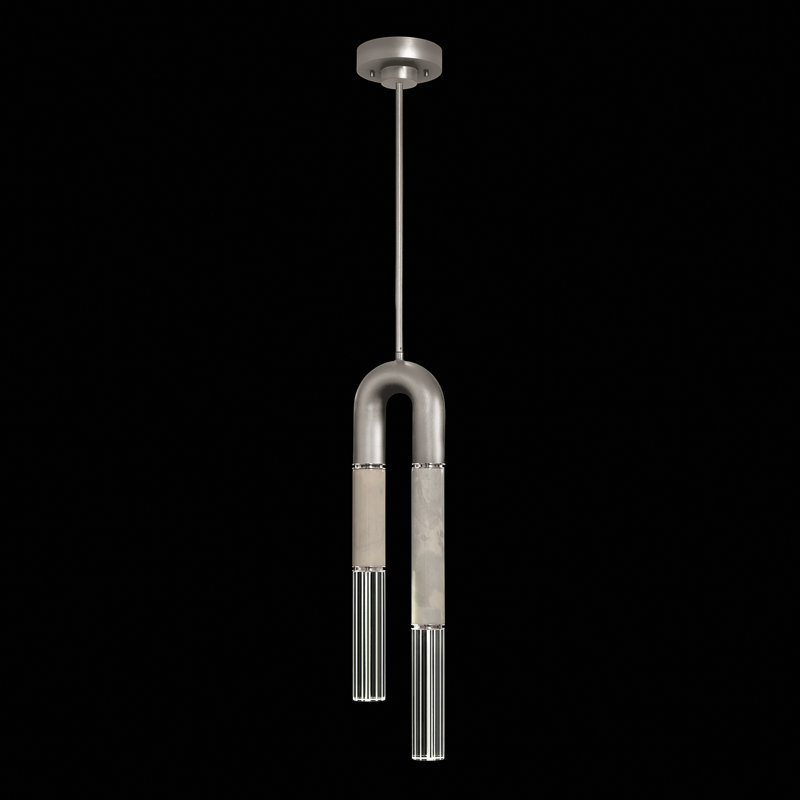 Luminaire suspendu rond 7 po Antonia, Feuille d'argent / nickel / fumée