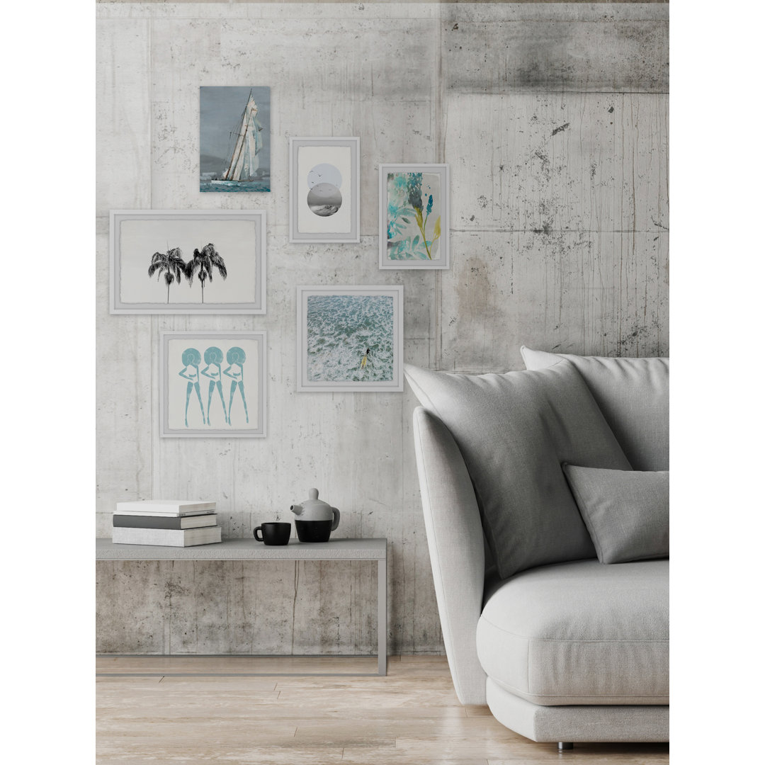 Abdirazaq " Hints Of Blue And Black Hexaptych " 6 - Pieces Rosecliff Heights