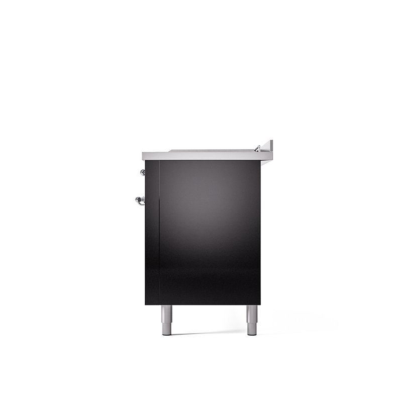 ILVE Nostalgie II 60 in Dual Fuel Range, 7 Burner, Griddle, Frenchtop, Glossy Black/Chrome, Liquid Propane