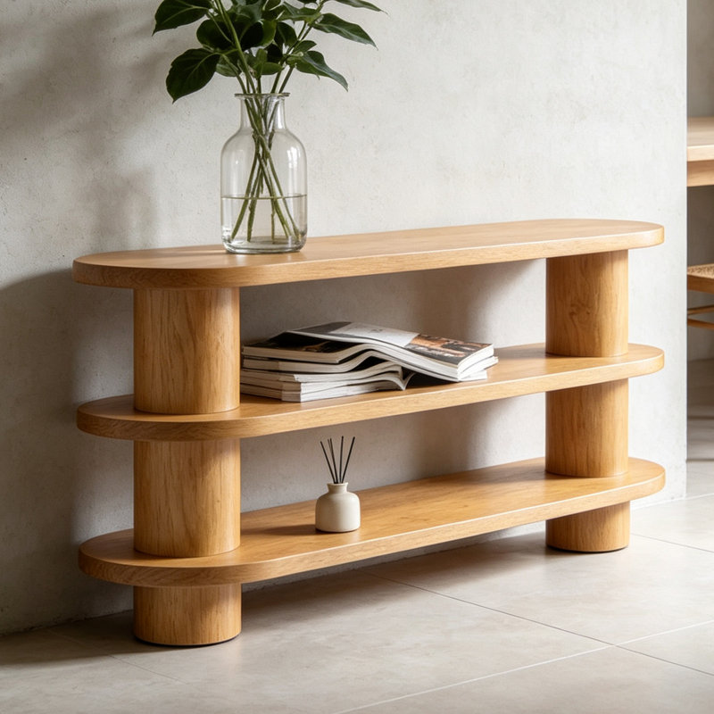 Console de style japonais, H 29,5 po x l 70,9 po x P 13,8 po