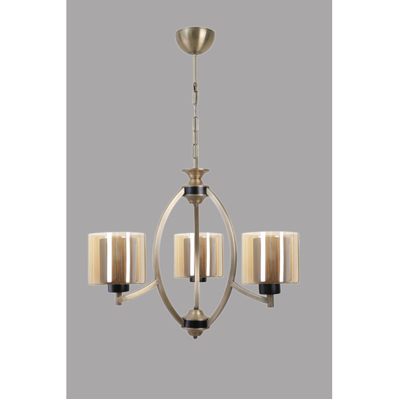 Rivera 3 - Light Shaded Chandelier, Gold, Gold