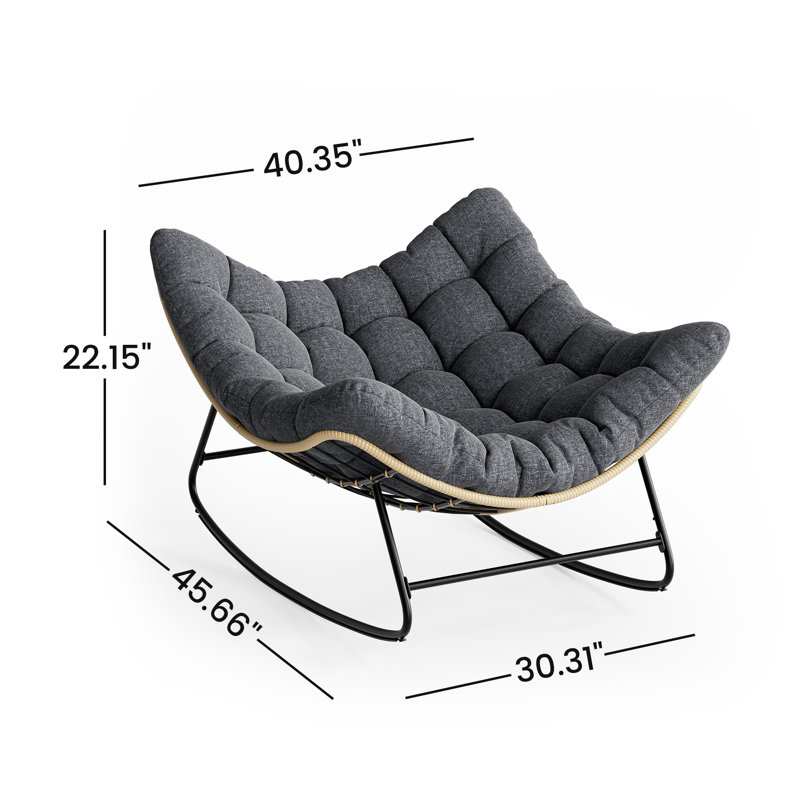 Clymer Steel Egg-shaped Royal Rocking Chair With Cushion, Dark Gray
