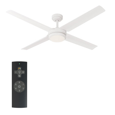Ventilateur de plafond blanc mat d'intérieur / extérieur à DEL de 56 po avec télécommande et ensemble de lumière blanc chaud Calyra