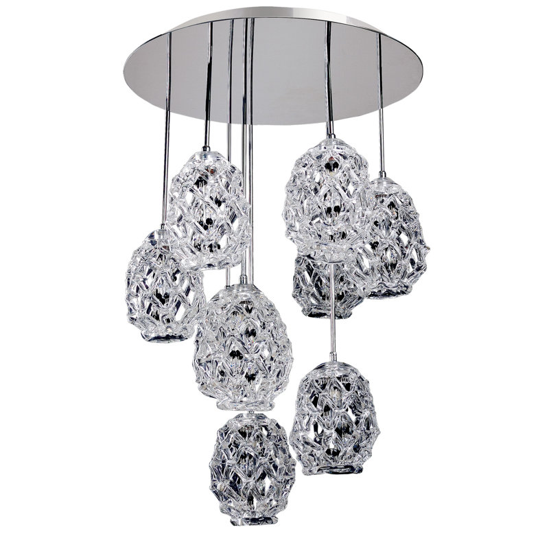 Veronese 9-Light Chrome Pendant with Crystal Shades