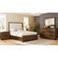 Grand lit tapissier en noyer avec tissu confortable et tête de lit à base stable Classic Elegance