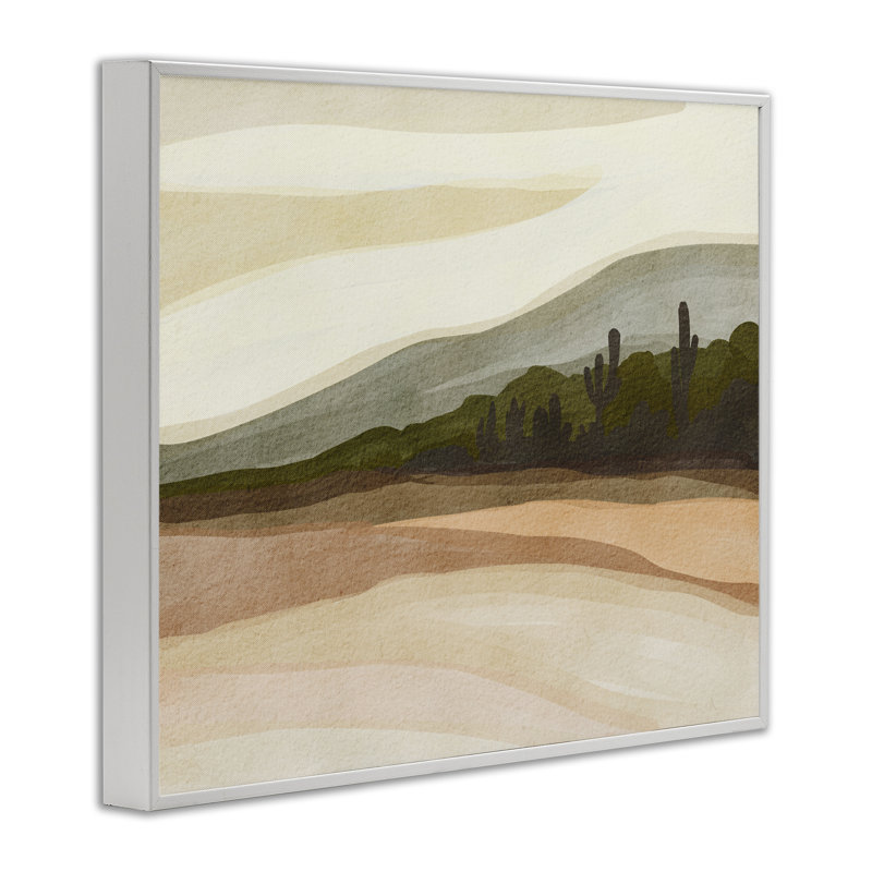 Vue du désert avec cactus lointains, estampe numérique, conception de Nikita Jariwala, 24" H x 30" W
