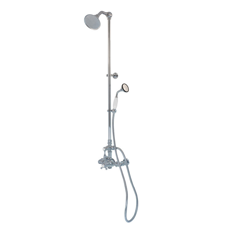 Exposed Thermostatic Shower System 48" Wall Mounted with 1.75GPM Handshower and Lever/Cross Handles, Chrome