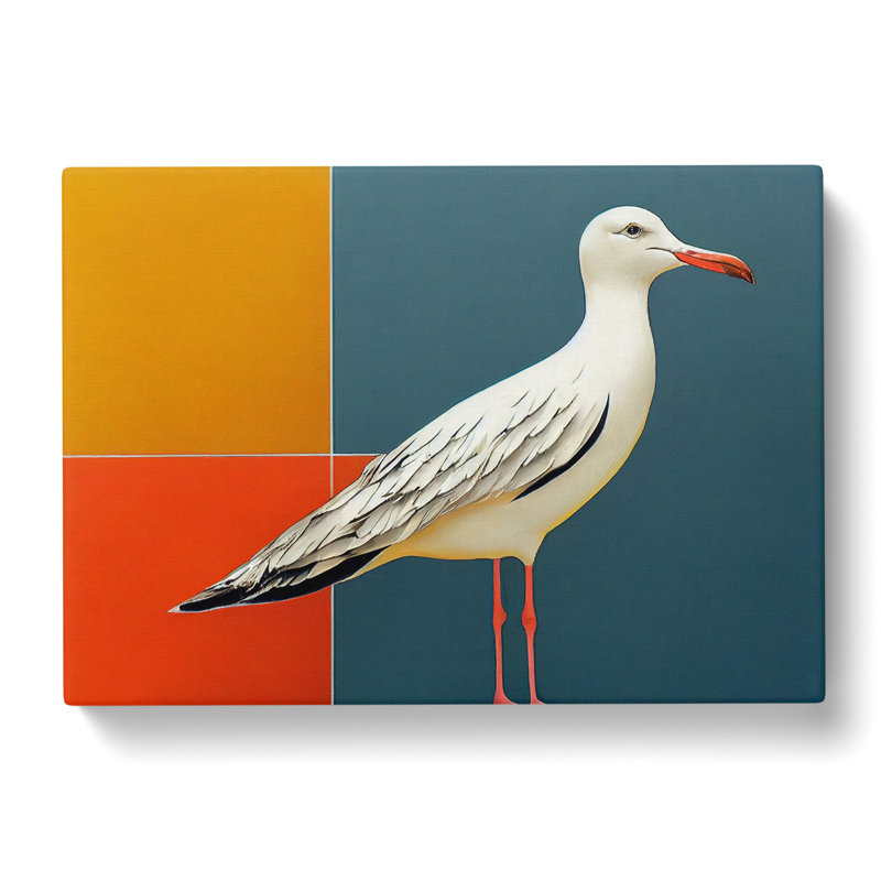 Modern Art Seagull - Wrapped Canvas, 40cm H x 60cm W x 3cm D