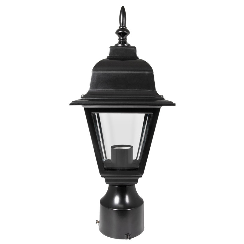 Maple Street Black Outdoor Post Light with Clear Glass