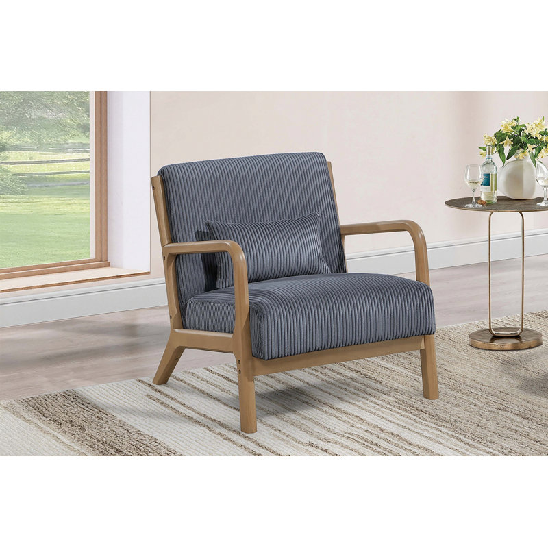 Chaise d'appoint, fauteuil en bois avec coussin pour l'intérieur, Gris foncé