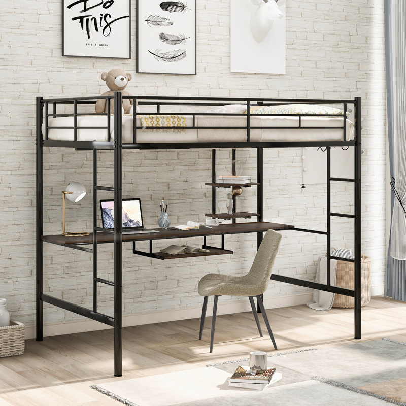 Fredi Metal Loft Bed Bed, Double