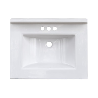 25" White Single Bathroom Vanity Sink Top