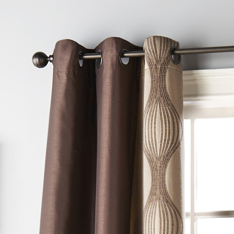 Brown and Gold Polyester Light-Filtering Grommet Curtains, 37" x 84", Set of 2