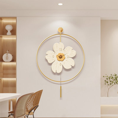 Gold,White Round Analog Wall Clocks