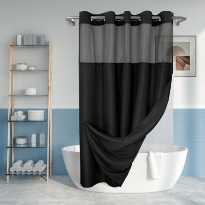 Rideau de douche texturé sans crochet avec doublure en PEVA Snap-In