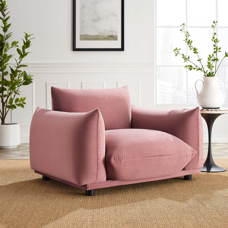 Fauteuil en velours Copious Performance, Vieux rose