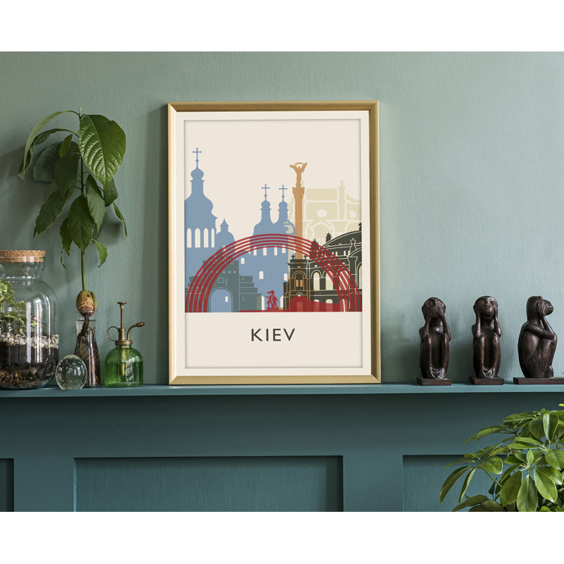 " Kiev Illustration World Cities Ukraine Travel ", 30" H x 20" W x 0.35" D