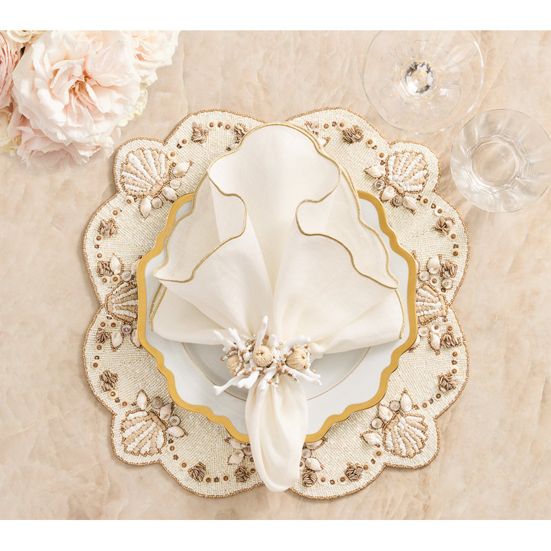 Luminance Napkin, White/Gold