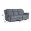 Canapé inclinable en velours gris deux tons Zubaida avec port USB et table rabattable