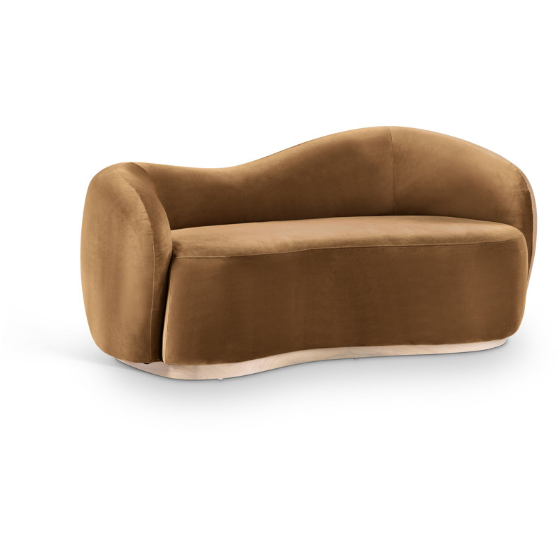 Aldana 72.5" Velvet Upholstered Loveseat, Saddle Velvet