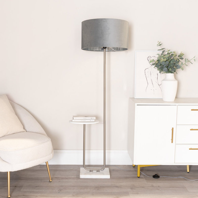 Ahlayla 146cm Traditional Floor Lamp, Brushed/White, Grey/Chrome, No