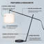 Lampe de bureau géométrique moderne 21 po avec base circulaire peu encombrante, abat-jour en lin, gris métallique