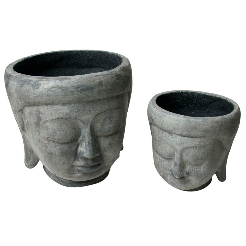 Set of 2 Buddha Head Pot