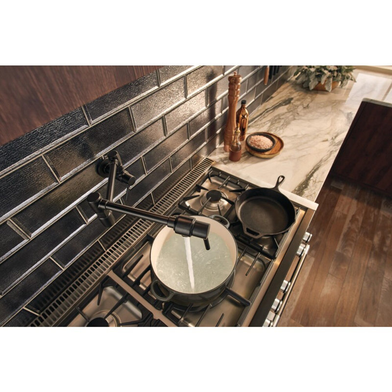 Euro Linear Wall Mount Pot Filler, Matte Black