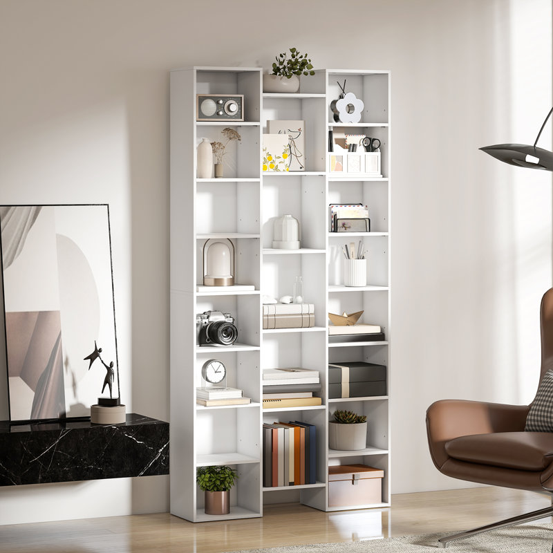 181cm H x 89.5cm W Particle Board Cube Bookcase, White