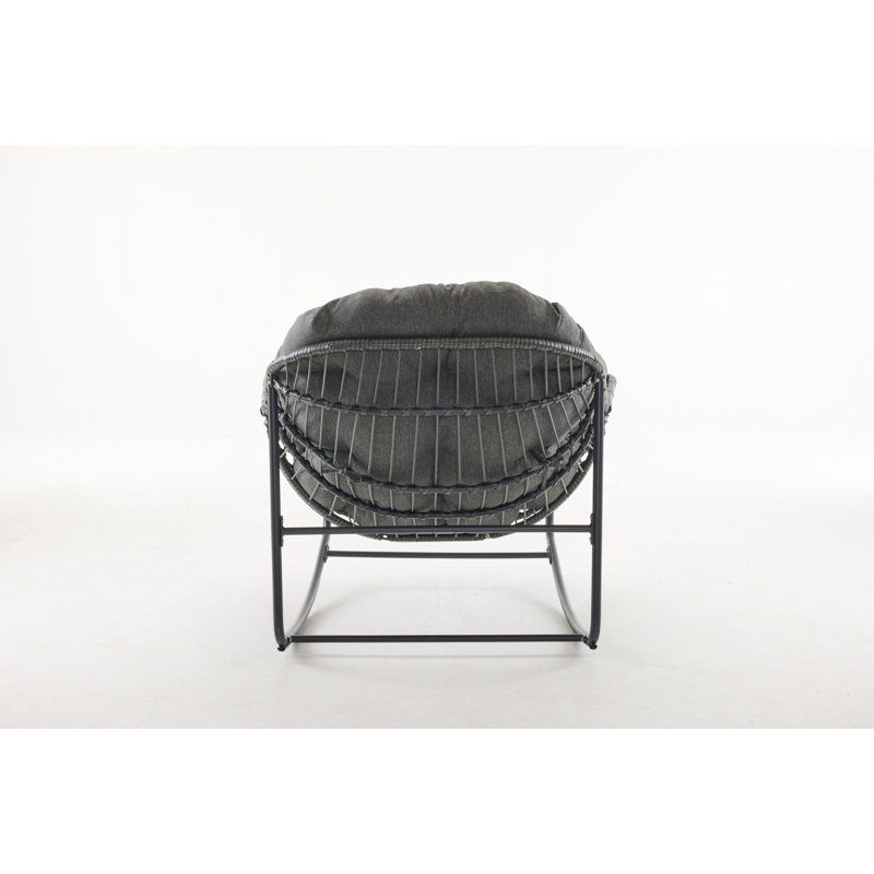 Varad Metal Rocking Chair, Gray, Black