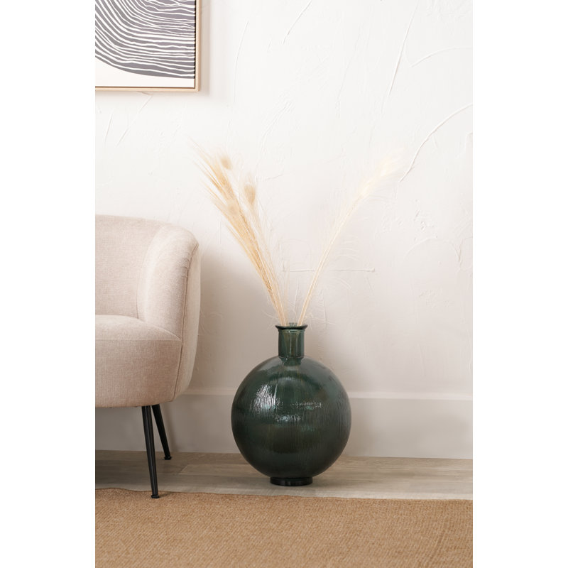 Round Recycled Glass Vase, Sea Green