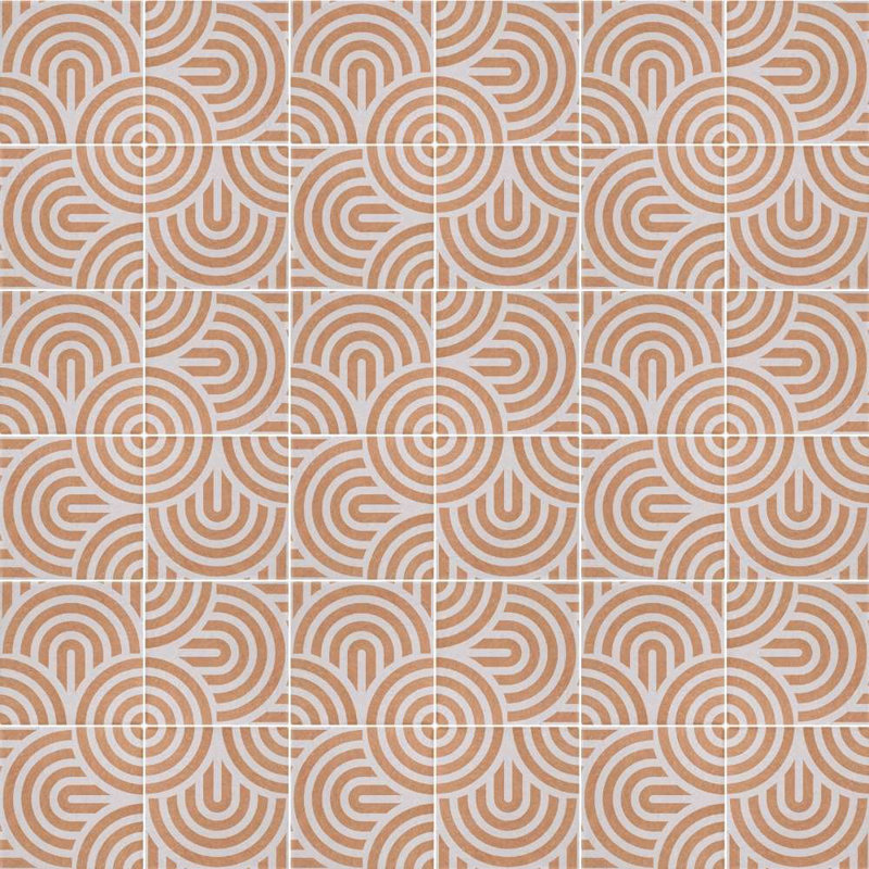 Verity Waves 8" x 8" Patterned Porcelain Floor and Wall Tile, Cotto