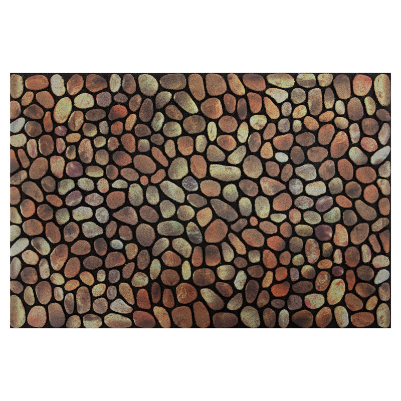 Non-Slip Geometric Indoor / Outdoor Doormat, Brown