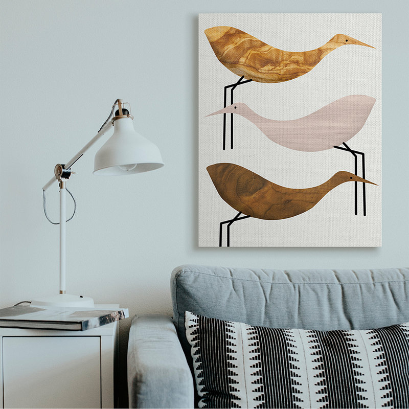 Abstract Tree Pattern Storks Minimal Rustic Birds by Daphne Polselli - Graphic Art Print, Wrapped Canvas