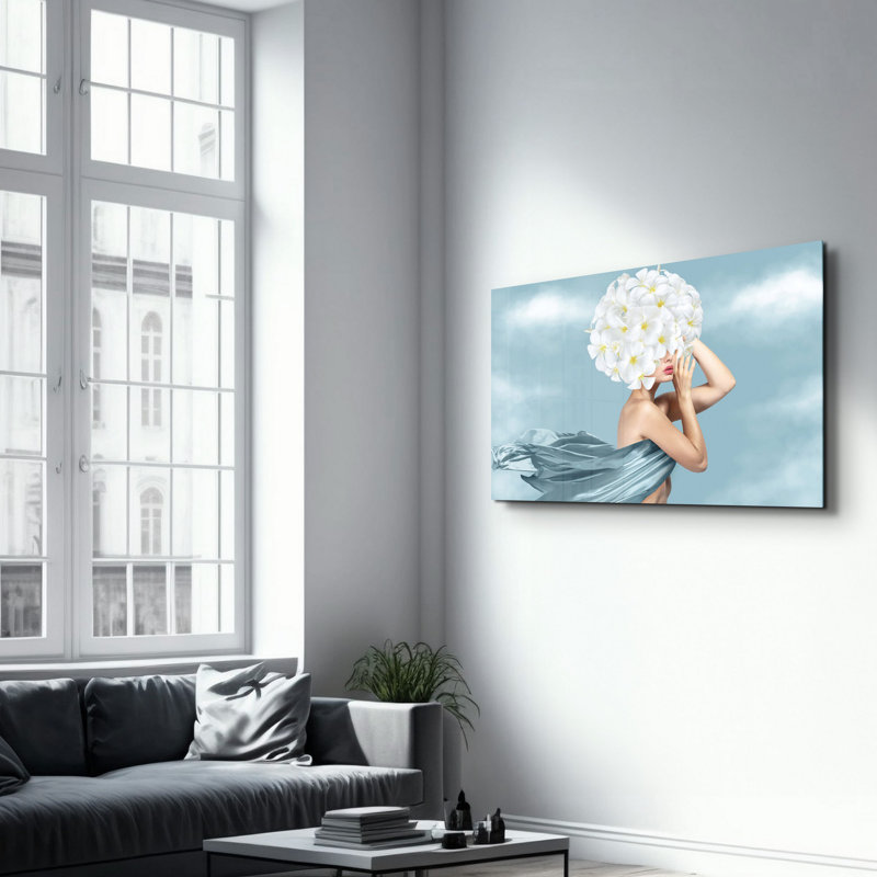 Élégante peinture murale en verre trempé de 13,8 po x 21,7 po | 100% verre trempé, épaisseur: 0,16 pouce | Imprimé UV pour des couleurs éclatantes | Parfait pour la décoration intérieure, le salon et les espaces de bureau