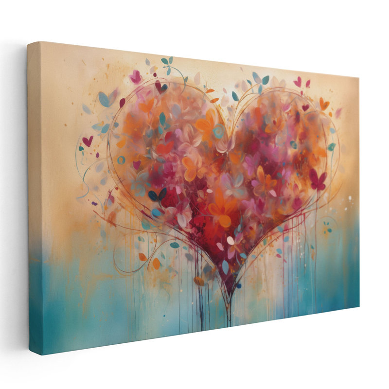 Art abstrait coloré sur toile | Authentic Love Whimsy, H 40 po x l 60 po x P 1,25 po, Toile tendue