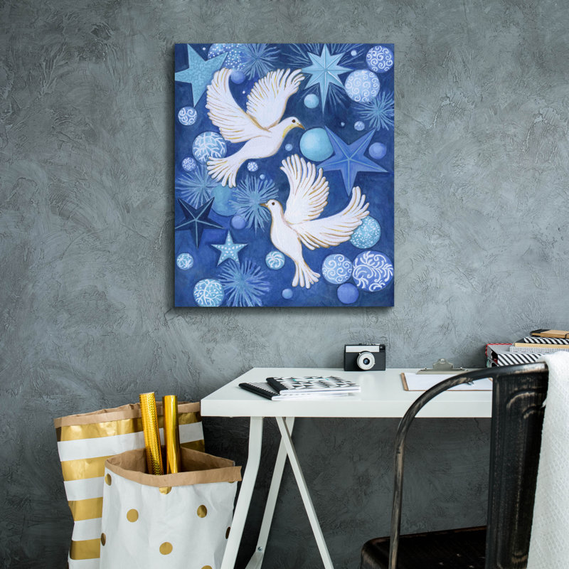«Christmas Doves» par Andrea Strongwater, art mural sur toile, H 24 po x l 20 po x P 0,75 po