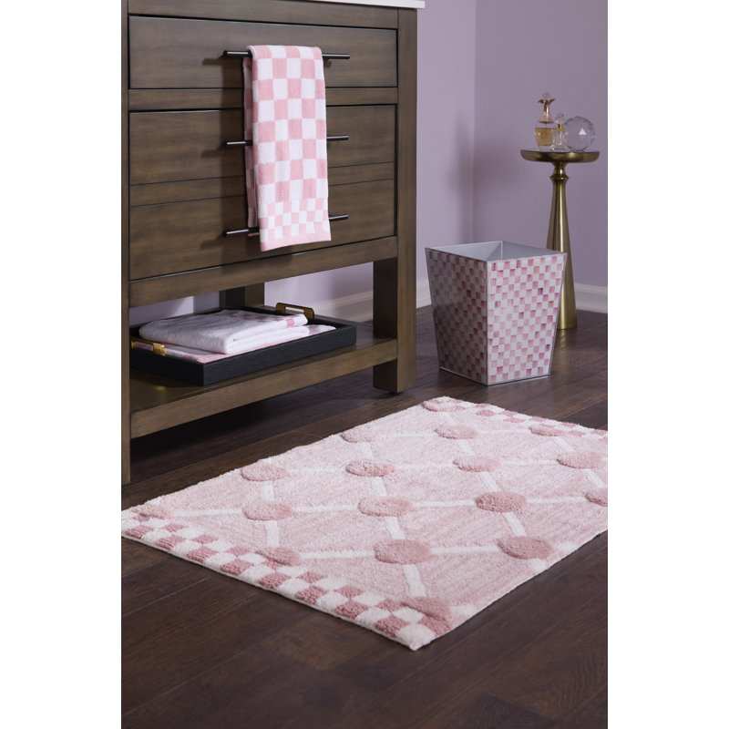 Lattice & Dot Bath Rug, Taupe