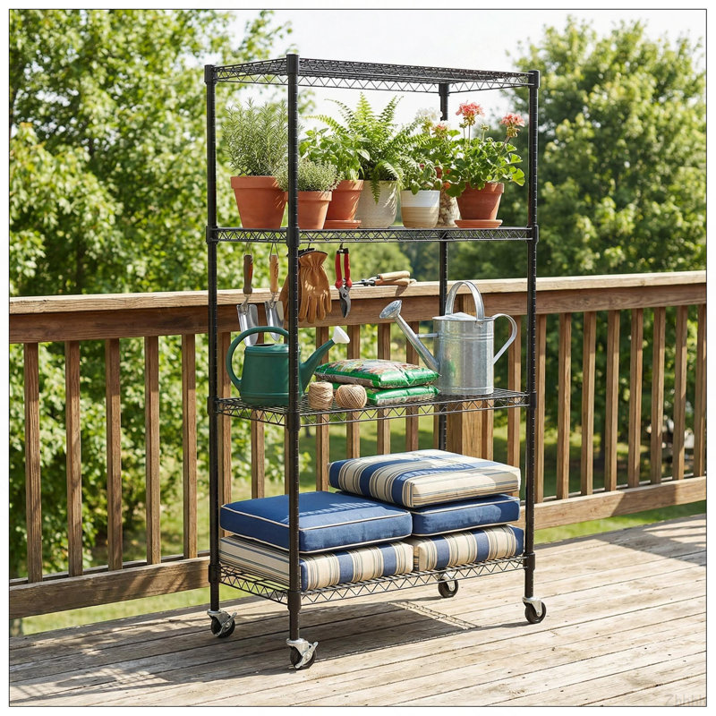 Étagères grillagées robustes à 4 niveaux réglables - supports de rangement en métal résistant à la rouille pour la cuisine, le garage, la salle de bain et le garde-manger (P 35,43 po x l 17,72 po x H 66,54 po)