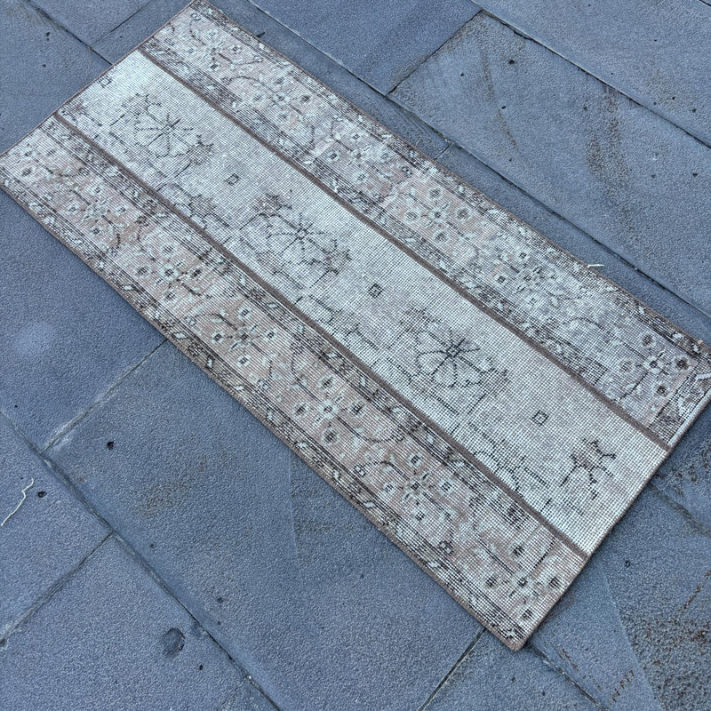 Authentic Vintage Turkish Rug in Beige with Traditional Design for Home Decor Enhancement