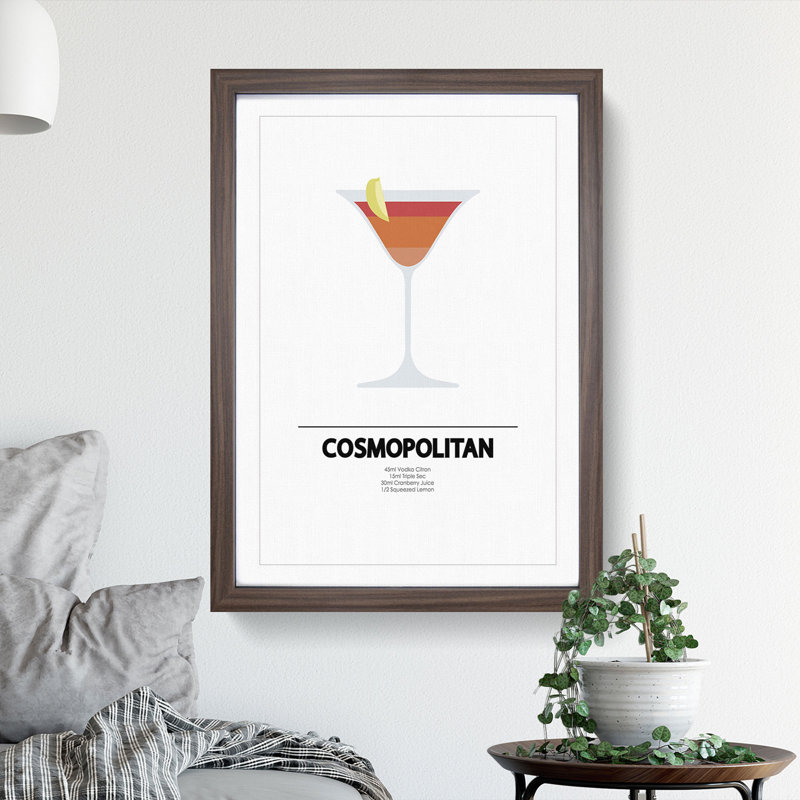Cosmopolitan - Picture Frame Typography, Walnut, 90cm H x 65cm W x 2cm D