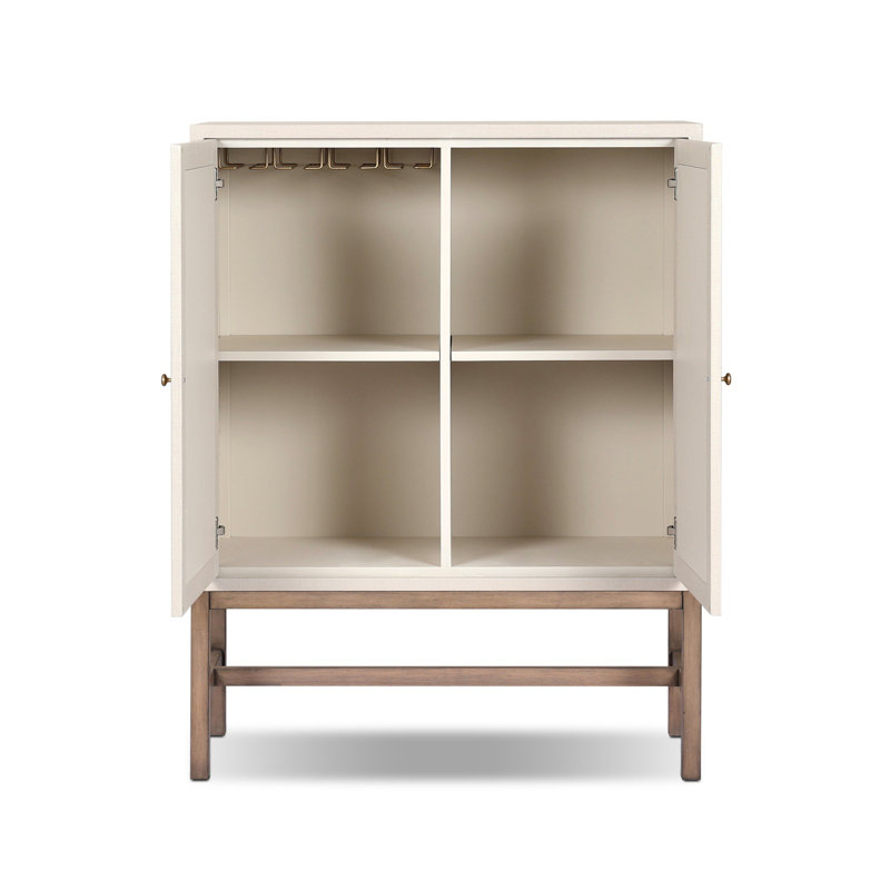 Fiona 5 - Drawer Solid Wood Dresser, Ivory Painted Raffia