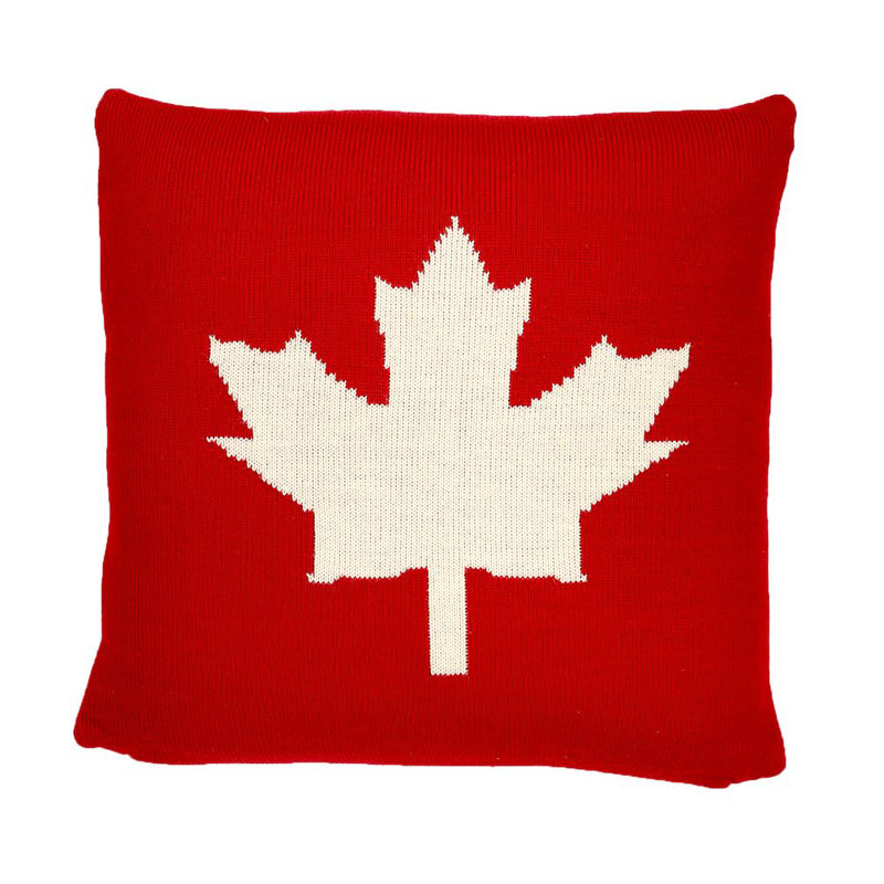 O Canada Throw Pillow, 26" x 26", Feathers, Off White/Red