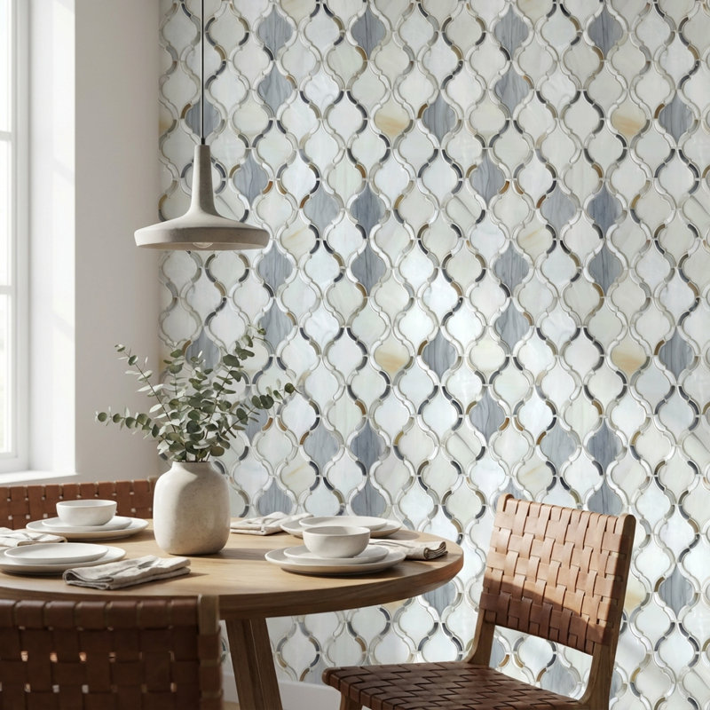 Papier peint marocain décoratif géométrique amovible gris