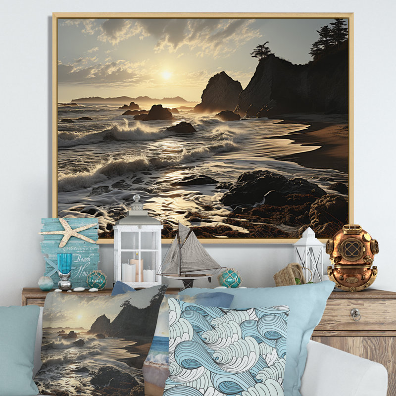 «Beach Photo Rockies II» sur toile, Cadre naturel flottant, H 34 po x l 44 po x P 1,5 po