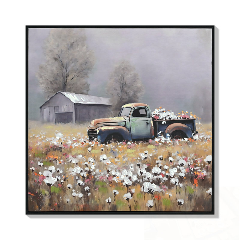 «Farmhouse Old Truck», art mural sur toile