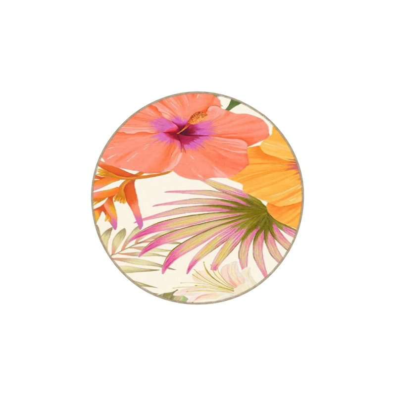 Tapis lavable intérieur / extérieur rose Palm, Rectangle de 5 pi x 8 pi