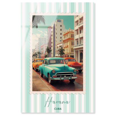 «Havana Travel Stamp», reproduction d'art sur affiche par Art Remedy, prête à accrocher, 16 x 24